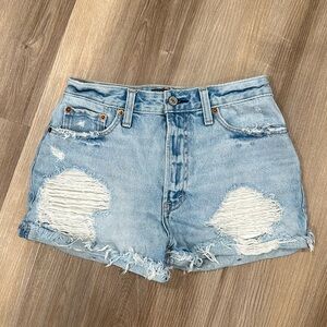 Abercrombie & Fitch Annie High Rise Denim Jean Shorts Distressed Size 26 or 2